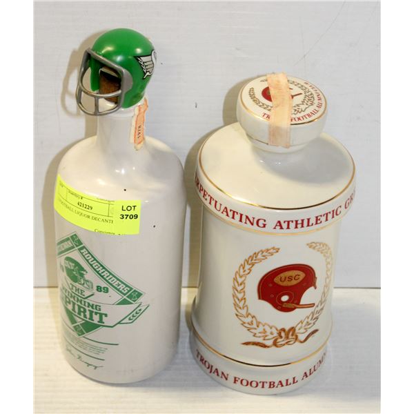 2 FOOTBALL LIQUOR DECANTERS