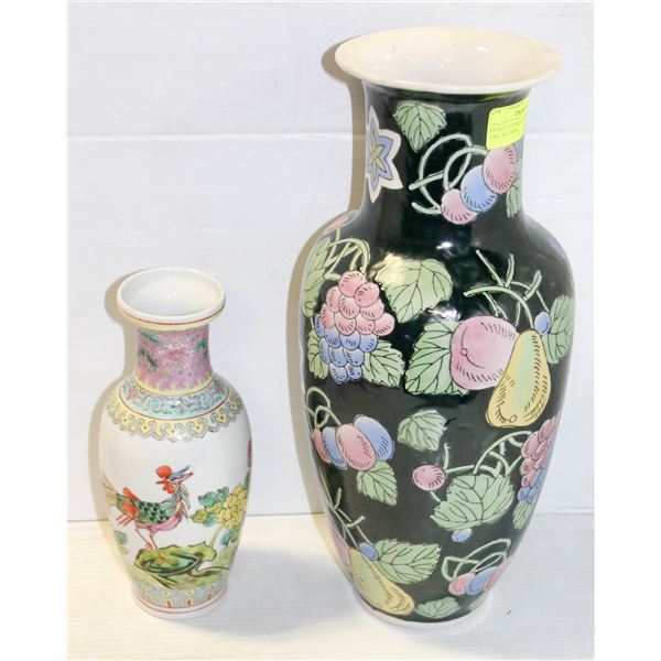 ESTATE 2 CHINESE VASES 16 & 10 IN TALL NO CHIPS