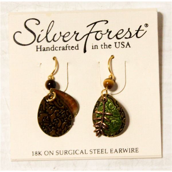 SILVER FOREST EARRINGS 18K ON SURGICAL STEEL