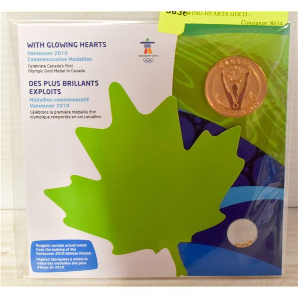 SEALED VANCOUVER 2010 WITH GLOWING HEARTS GOLD -