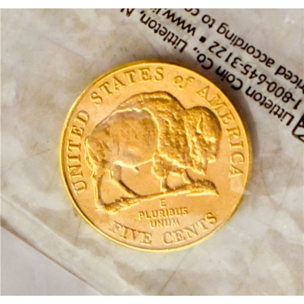 2005 GOLD PLATED USA J5C BISON 5 CENT COIN