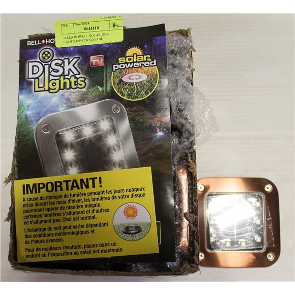 BELL&HOWELL SOLAR DISK LIGHTS,10PACK,SQUARE