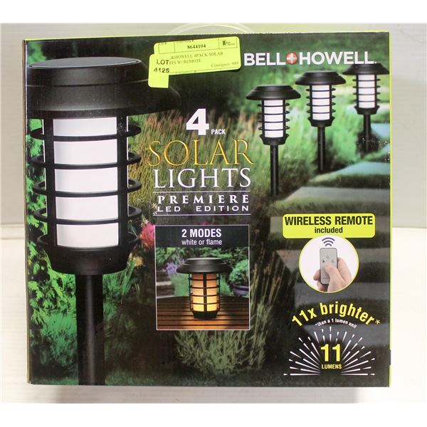 BELL & HOWELL 4 PACK SOLAR LIGHTS W/ REMOTE