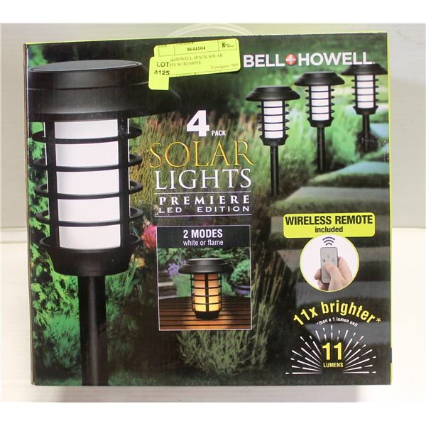 BELL & HOWELL 4 PACK SOLAR LIGHTS W/ REMOTE