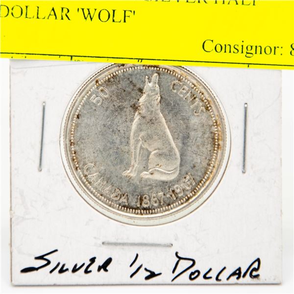 1967 CANADIAN SILVER HALF DOLLAR WOLF CENTENNIAL