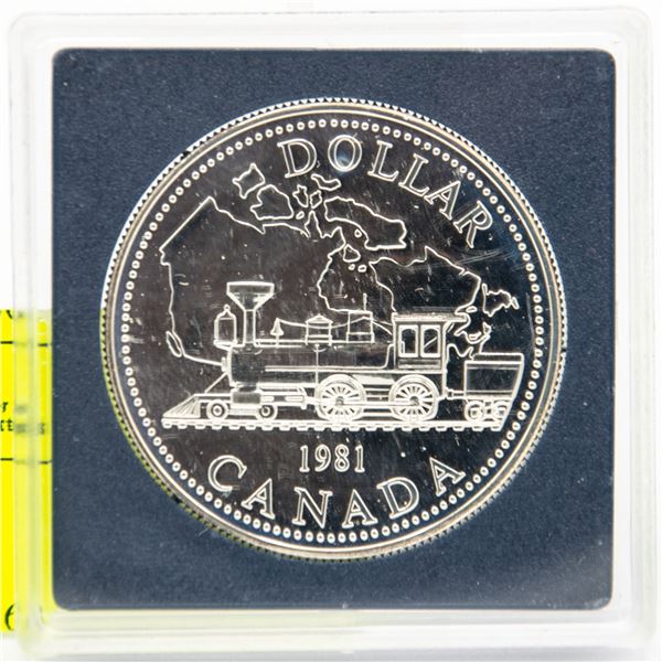 1981 CANADIAN SILVER DOLLAR 'RAILROAD'