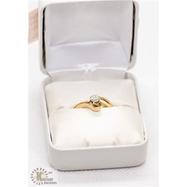 14K YELLOW AND WHITE GOLD DIAMOND SOLITAIRE RING