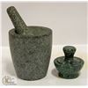 Image 1 : 2 VINTAGE HEAVY STONE MORTAR AND PESTLE SETS