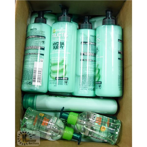 FLAT OF VARIOUS GARNIER FRUCTIS HAIR PRODUCTS