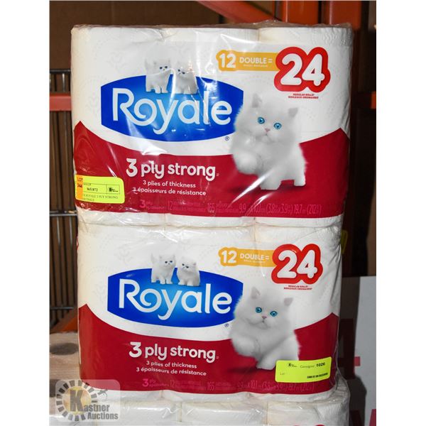 2 X 12 PACK ROYALE 3 PLY STRONG BATHROOM TISSUE