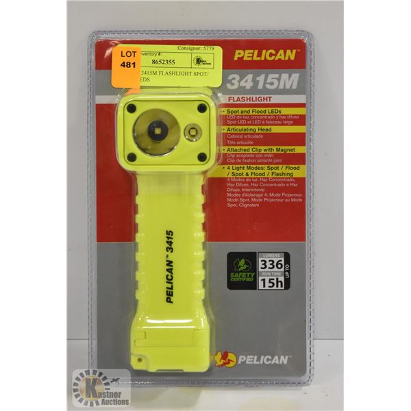 PELICAN 3415M FLASHLIGHT SPOT/ FLOOD LEDS