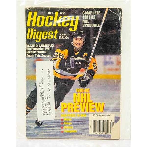 HOCKEY DIGEST 1991 MARIO LEMIEUX COVER