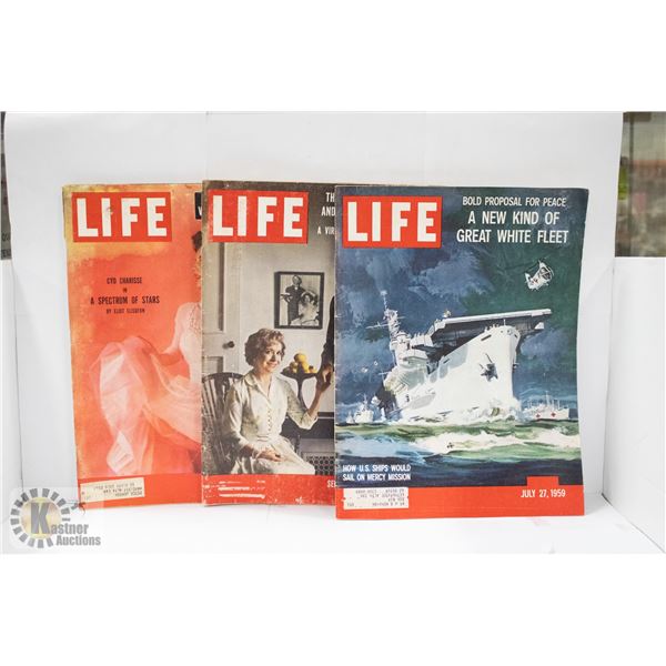 LOT OF 3 LIFE MAGAZINES FROM 1950'S