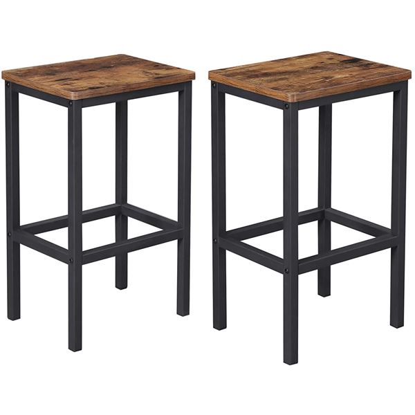 NEWLY ASSEMBLED VASAGLE RUSTIC BROWN BAR STOOL SET