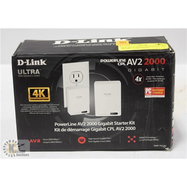 NEW REPACKAGED D-LINK AV2 2000 GIGABIT STARTER KIT