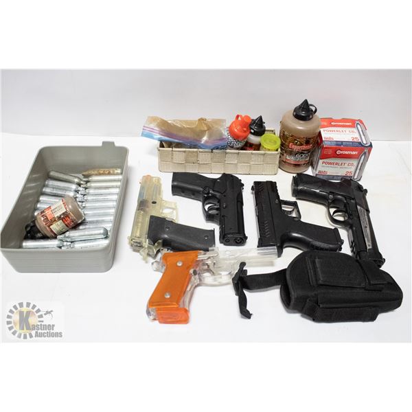 ASSORTED BB HAND GUNS W/ACCESSORIES