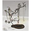 Image 1 : 18" POWDER COATED METAL JEWELRY TREE W/ 9 ITEMS