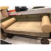Image 1 : Rolling Antique  Daybed with upholstered Booster Cushions - Rustic Look - Metal and Wood - 72in x 30
