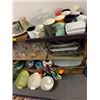 Image 2 : Shelf Lot of Misc. Estate Kitchenware Items (shelf not included) Glassware, Pitchers, Vintage Servin