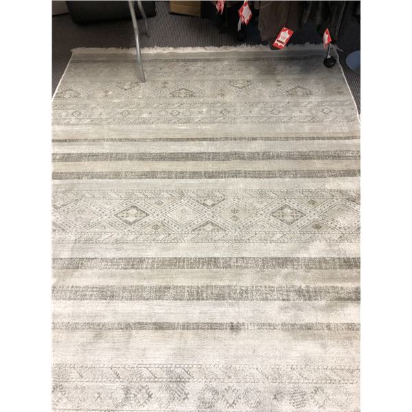 Area Rug - White with Beige/Grey Tones - approx. 9feet x 6 feet