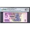 Image 1 : 2019,Zimbabwe,5 Dollars, AG6237878,PMG 67EPQ
