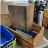 Image 3 : LOT OF WOOD CRTAES AND BINS WITH WIRE CAGE