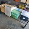 Image 1 : LOT OF TOTES, ORGANIZERS, WOOD CRATE, HAMPER