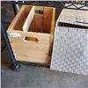 Image 2 : LOT OF TOTES, ORGANIZERS, WOOD CRATE, HAMPER