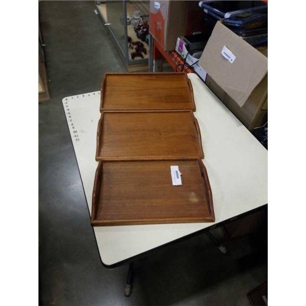 3 NESTING THAI TEAK SERVING TRAYS