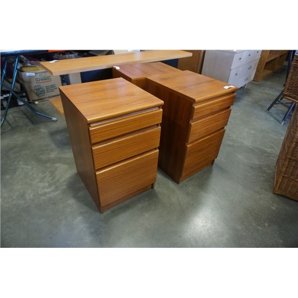 PAIR OF TEAK 3 DRAWER NIGHTSTANDS