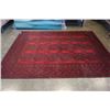 Image 1 : BLACK AND RED 112 X 80 INCH HAND KNOTTED AREA CARPET