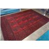 Image 2 : BLACK AND RED 112 X 80 INCH HAND KNOTTED AREA CARPET