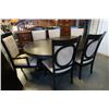 Image 2 : MODERN DOUBLE PEDESTAL DINING TABLE WITH LEAF AND 6 CHAIRS