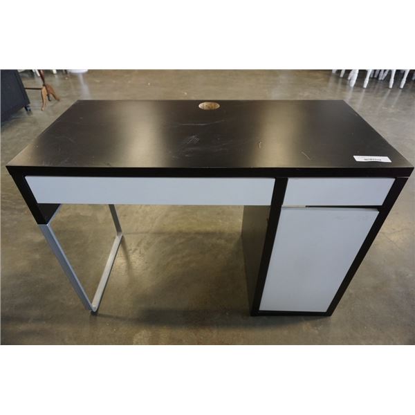 White and black desk  - 41 inches wide x 20 deep x 30 tall