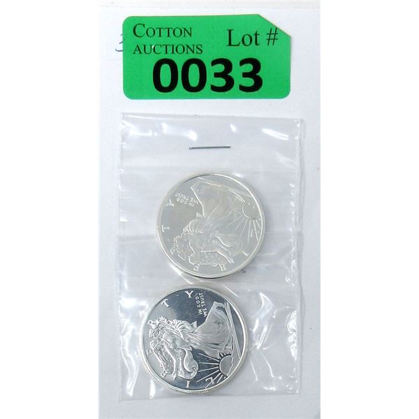 2 x 1/2 Oz. .999 Silver Walking Liberty Rounds