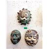 Image 1 : 3 Clay Wall Masks - Largest is 9" x 11"