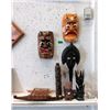 Image 1 : 7 Assorted Wood Sculptures & Wall Masks