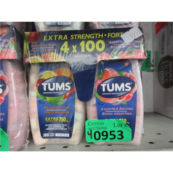 4 Packs of 4 x 100 Tums Assorted Berries Antacid