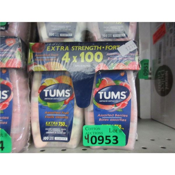 4 Packs of 4 x 100 Tums Assorted Berries Antacid