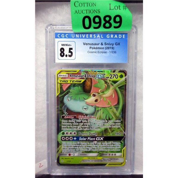 CGC Graded Pokemon Venusaur & Snivy GX Card