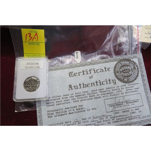 Authentic Shipwrecked Silvver Atocha Coin -Recast