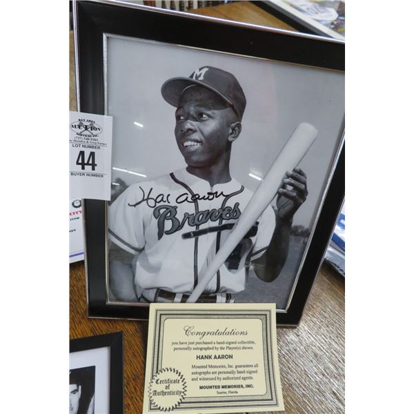 Hank Aaron Autographed Framed Photo w/COA