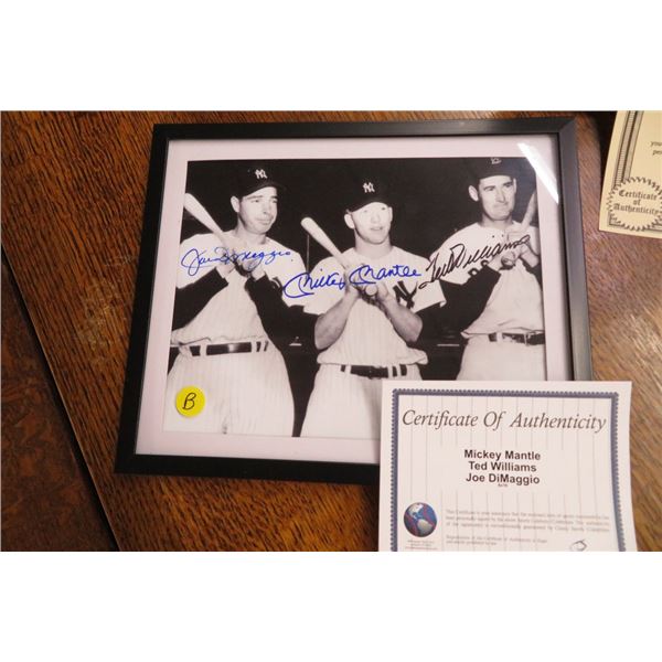 Mickey Mantle , Joe Dimaggio Autographed Framed