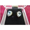 Image 2 : 14K Yellow Gold Blue Topaz & Diamond Earrings