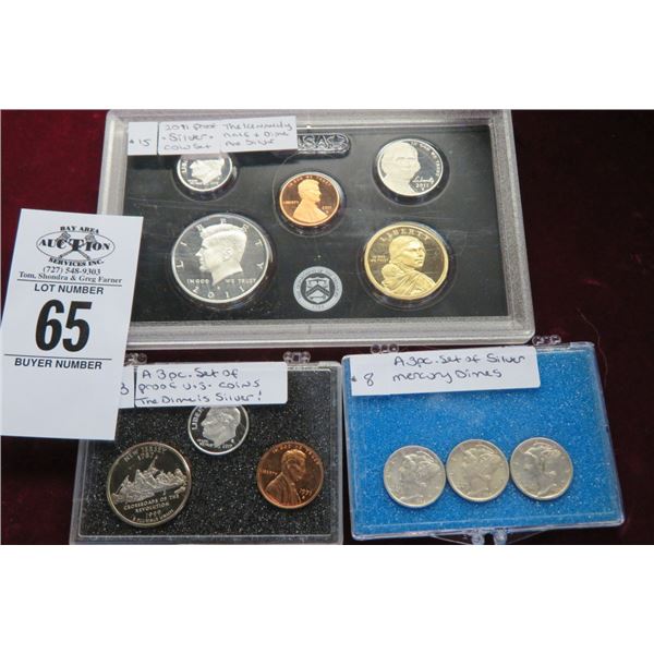 3-Pc. Set of Silver Mercury Dimes, 3-Pc. Set of US Coins,