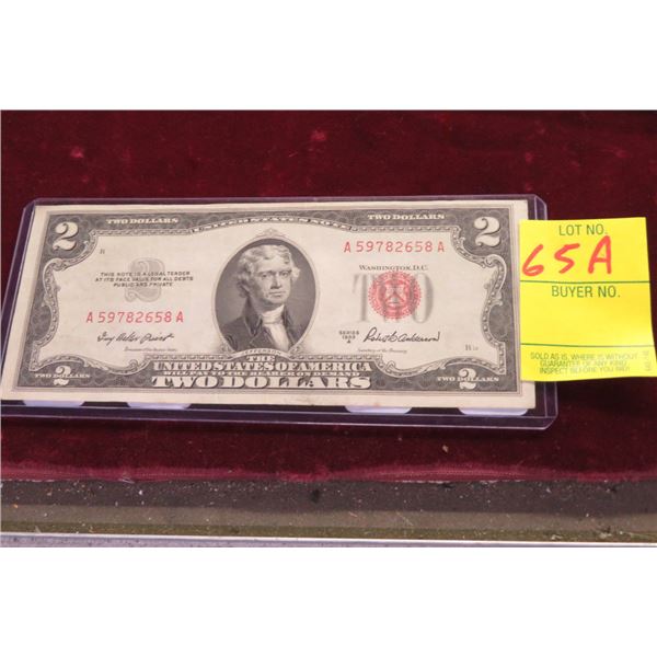 1953-A Red Seal $2.00 Bill