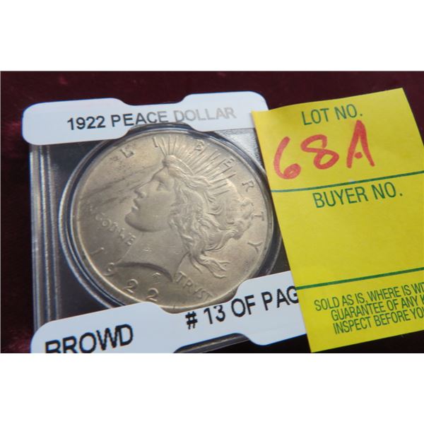 1922 Silver Peace Dollar