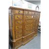 Image 1 : Highboy Burl Wood Carved 21 Drawer Dresser