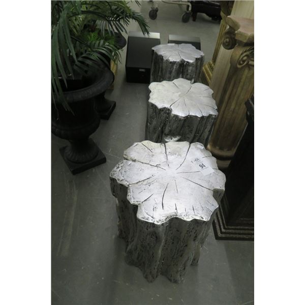 3-Silver Resin Tree Stump Pedestal - 3 X $