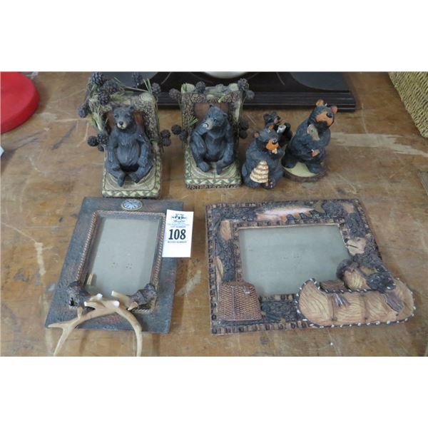 Lot of Asst. Bear Figurines, Picture Frames